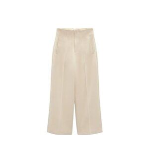 ZARA STRAIGHT FIT CULOTTE-STYLE TROUSERS Ecru SIZE M | 9929/125